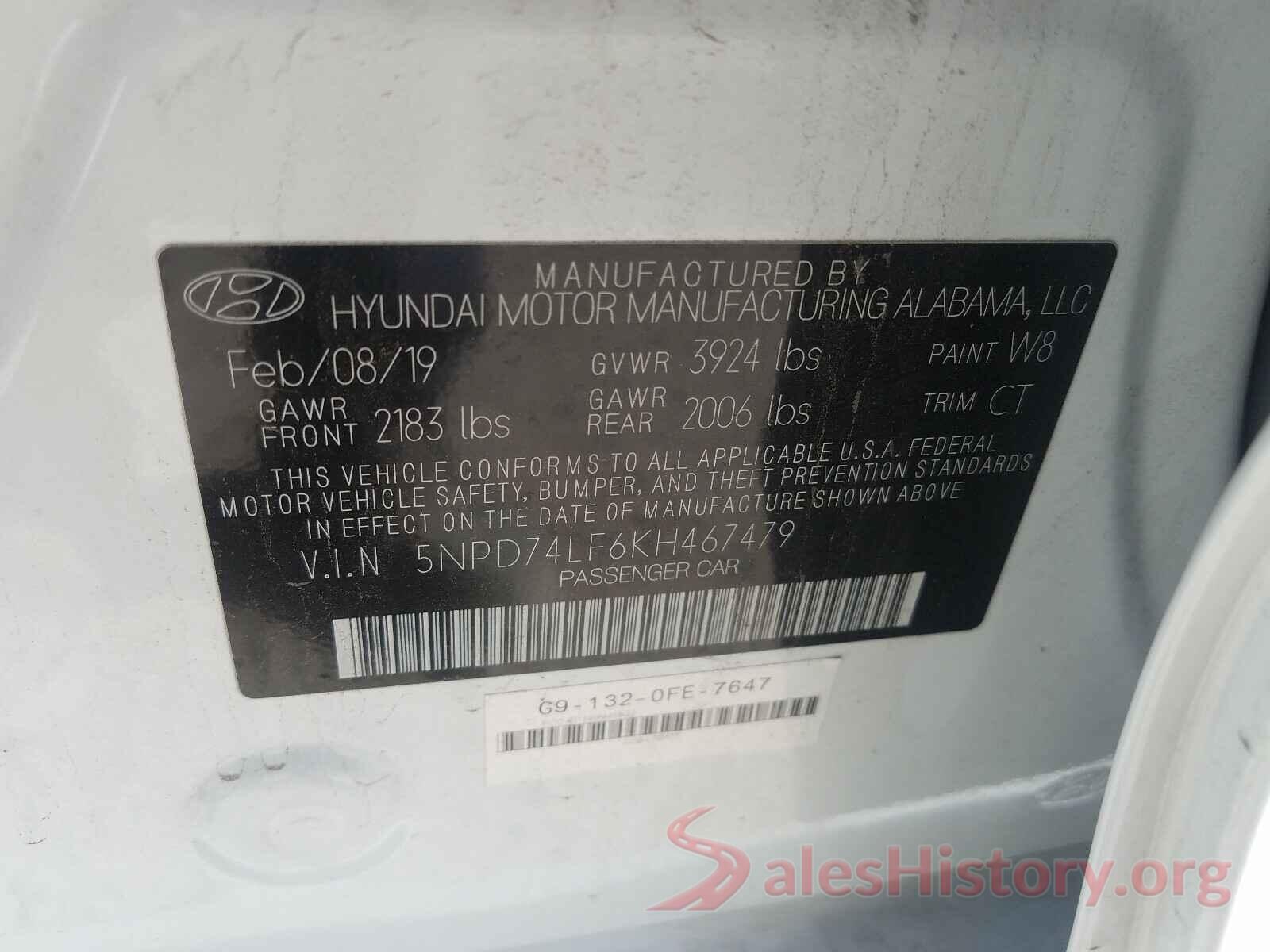 5NPD74LF6KH467479 2019 HYUNDAI ELANTRA