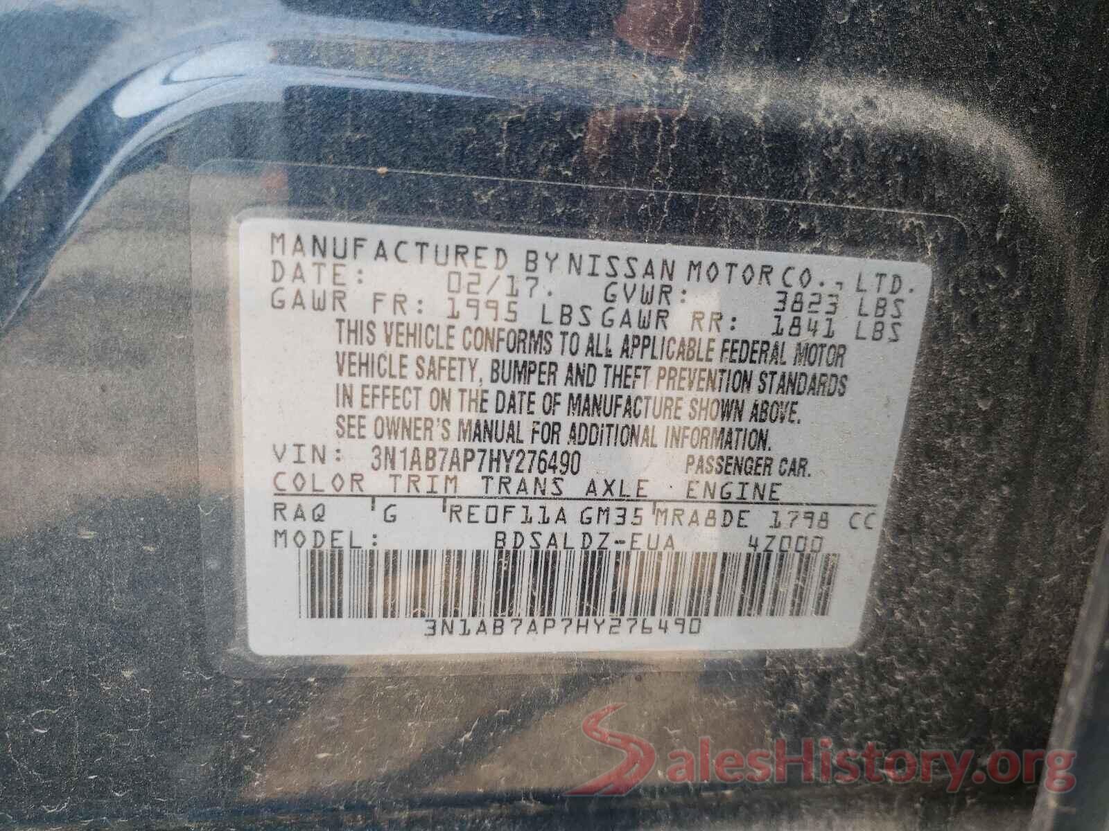 3N1AB7AP7HY276490 2017 NISSAN SENTRA