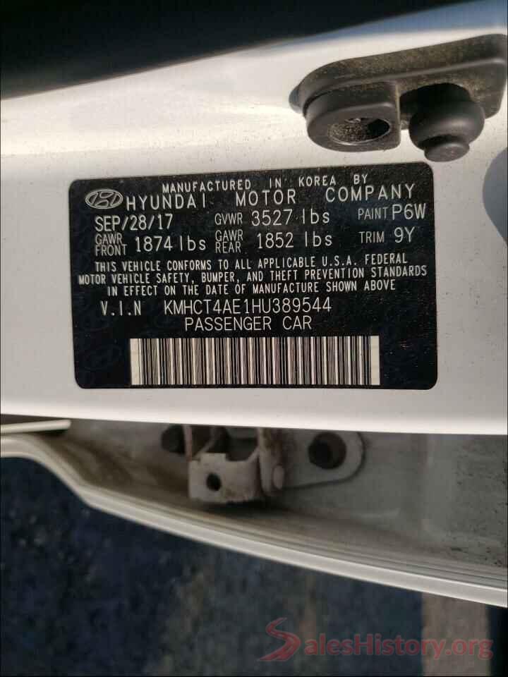 KMHCT4AE1HU389544 2017 HYUNDAI ACCENT