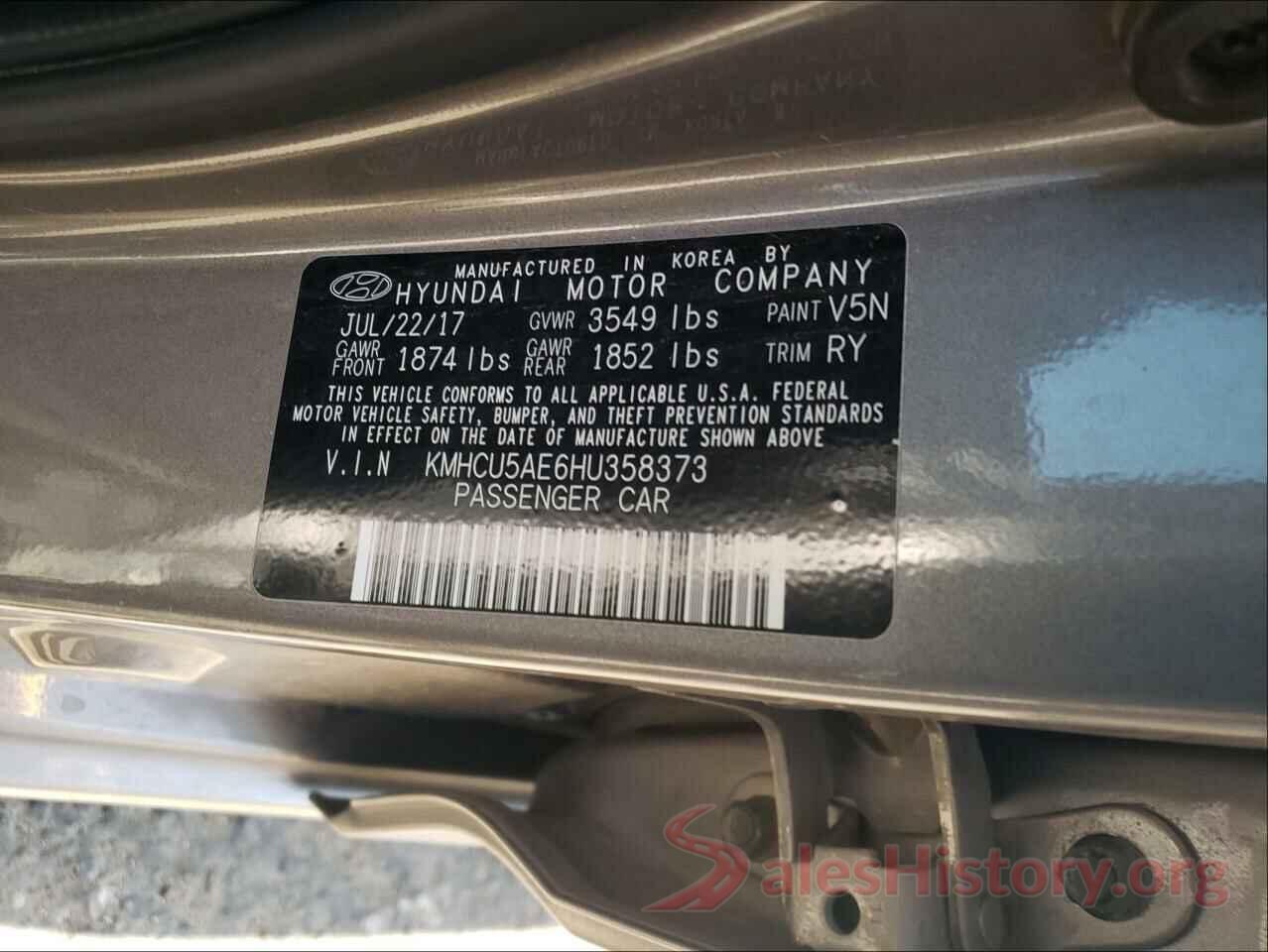 KMHCU5AE6HU358373 2017 HYUNDAI ACCENT