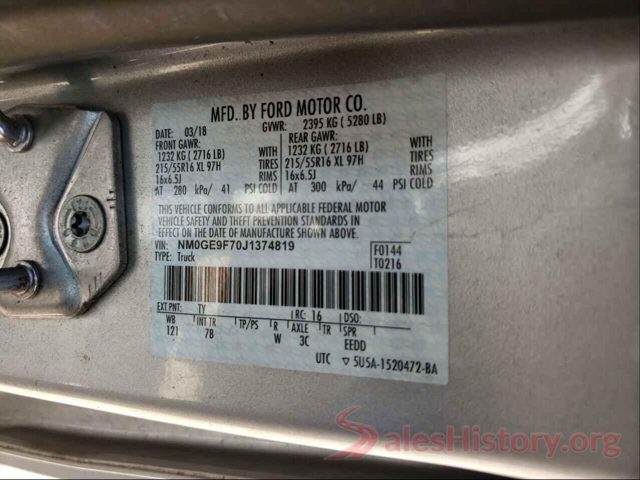 NM0GE9F70J1374819 2018 FORD TRANSIT CO