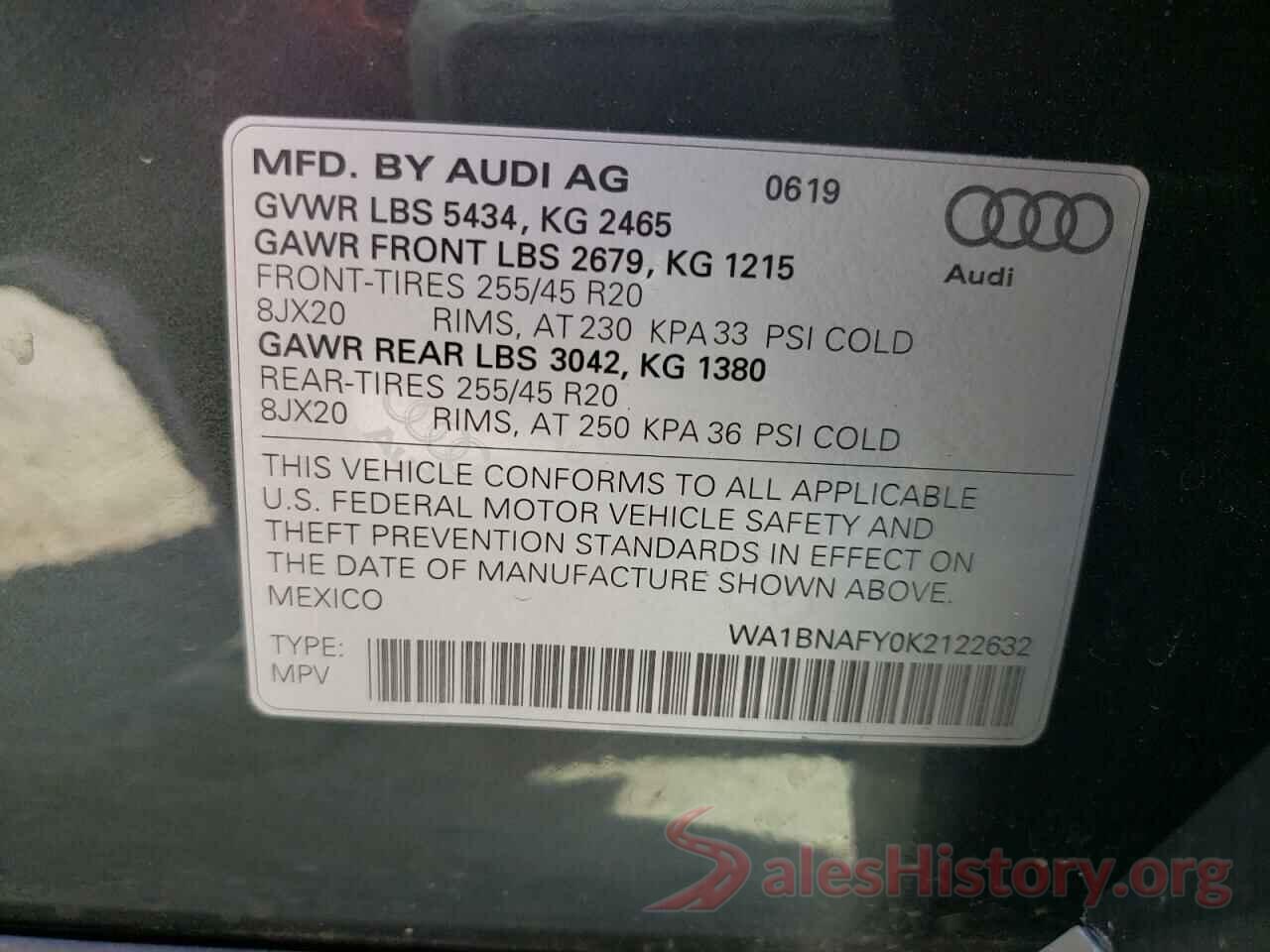 WA1BNAFY0K2122632 2019 AUDI Q5