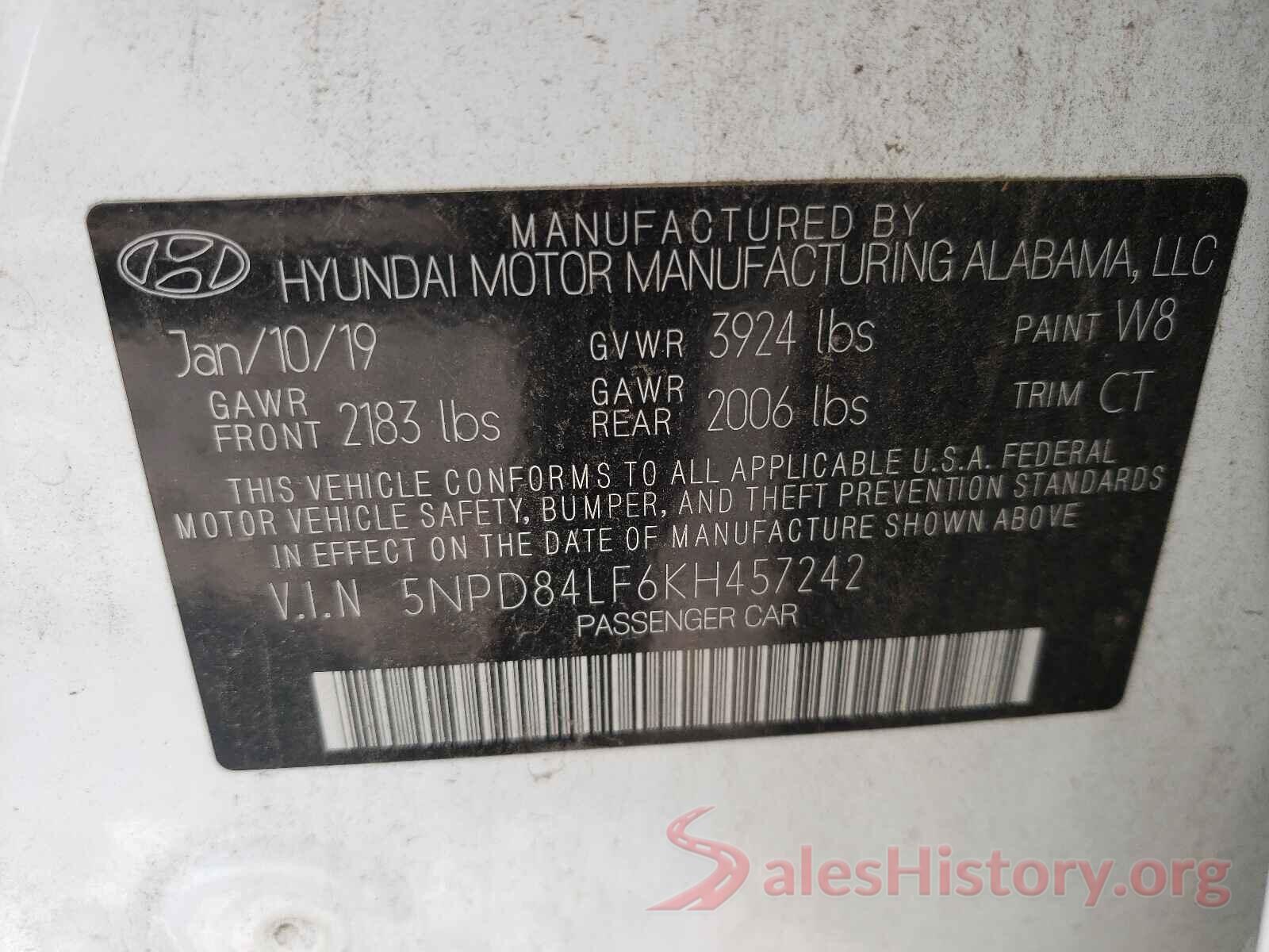 5NPD84LF6KH457242 2019 HYUNDAI ELANTRA