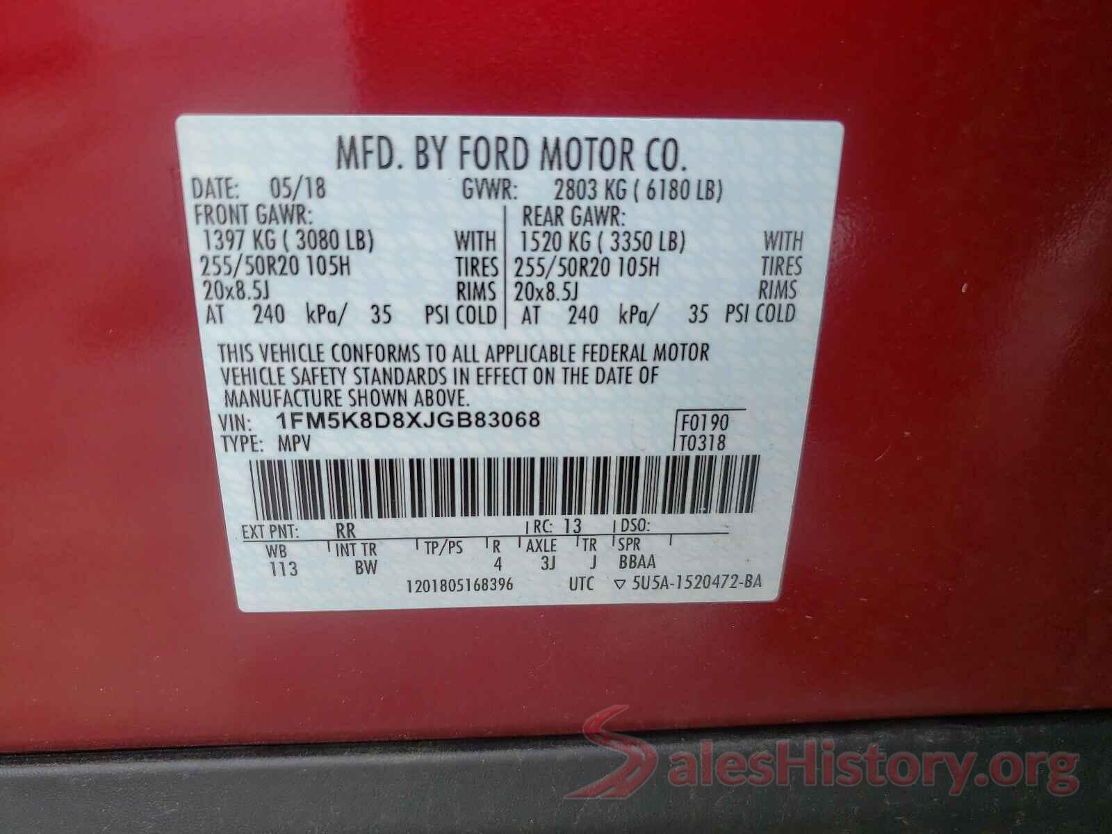 1FM5K8D8XJGB83068 2018 FORD EXPLORER