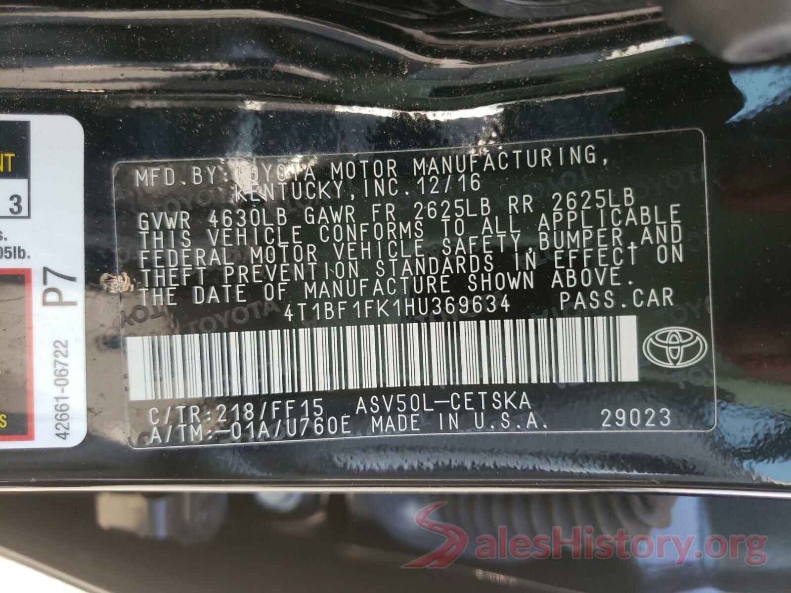 4T1BF1FK1HU369634 2017 TOYOTA CAMRY