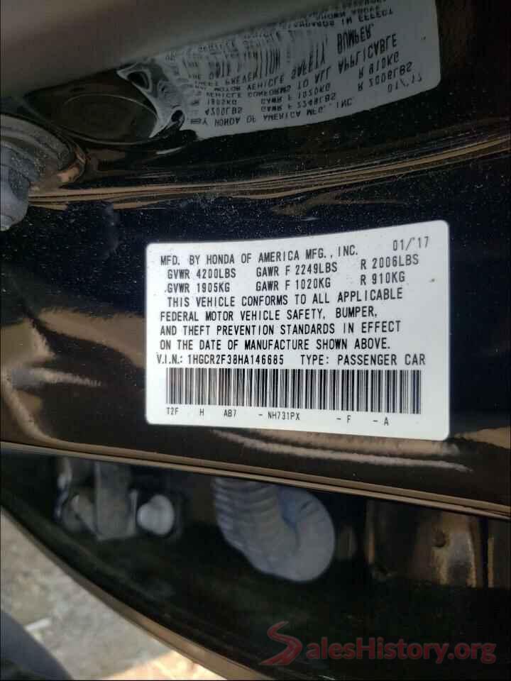 1HGCR2F38HA146685 2017 HONDA ACCORD