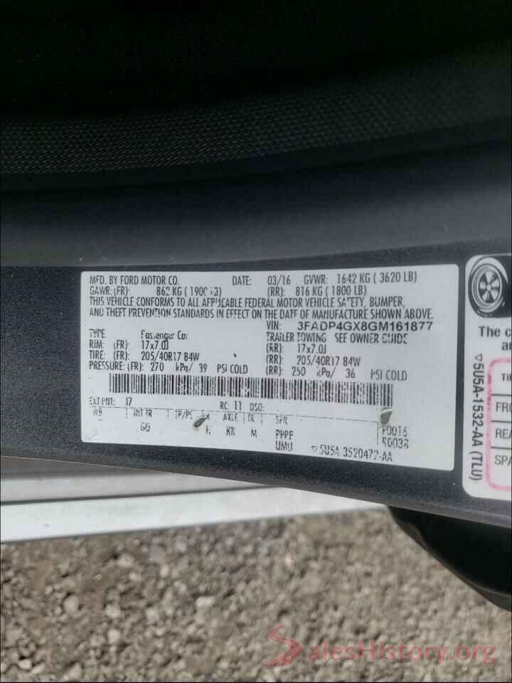 3FADP4GX8GM161877 2016 FORD FIESTA