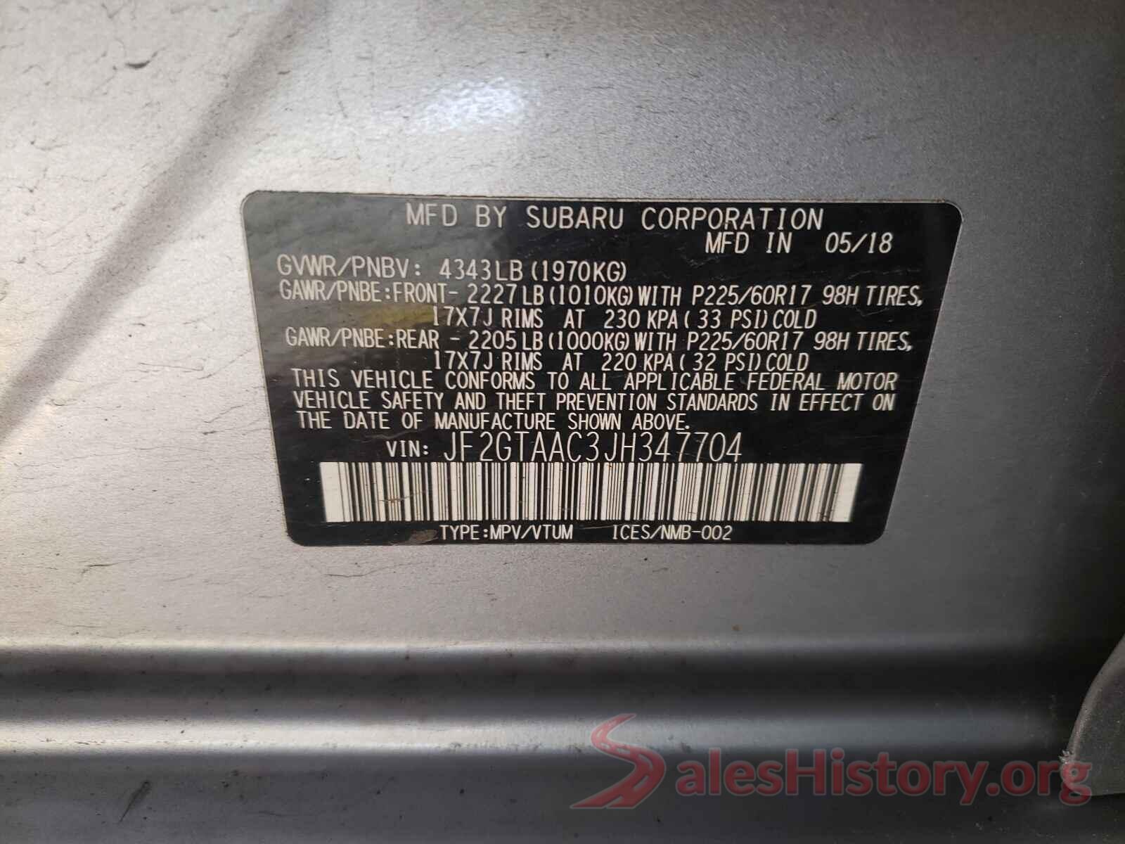 JF2GTAAC3JH347704 2018 SUBARU CROSSTREK