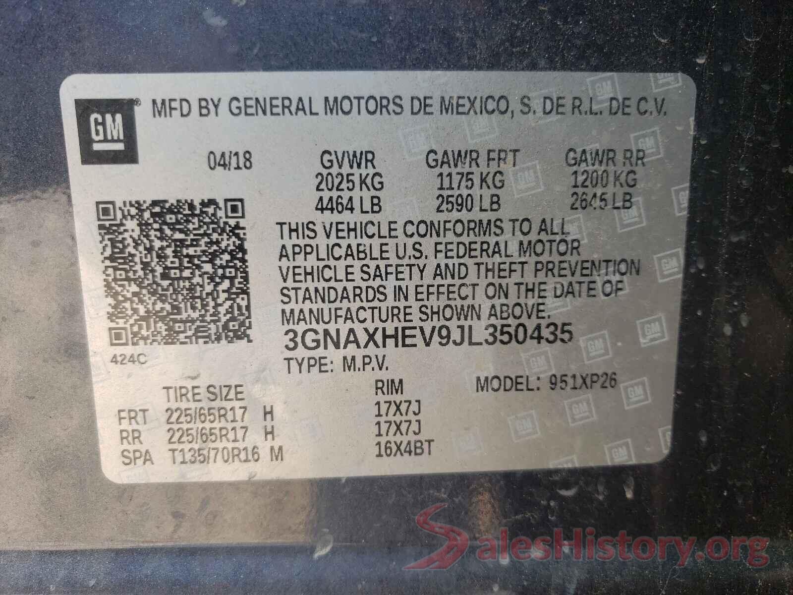 3GNAXHEV9JL350435 2018 CHEVROLET EQUINOX