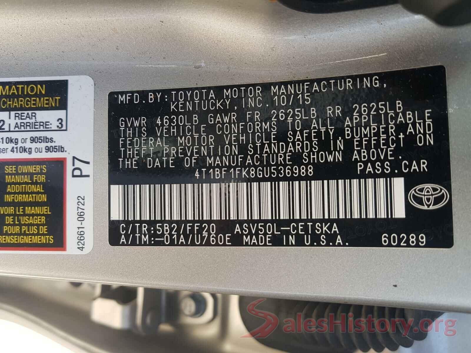 4T1BF1FK8GU536988 2016 TOYOTA CAMRY