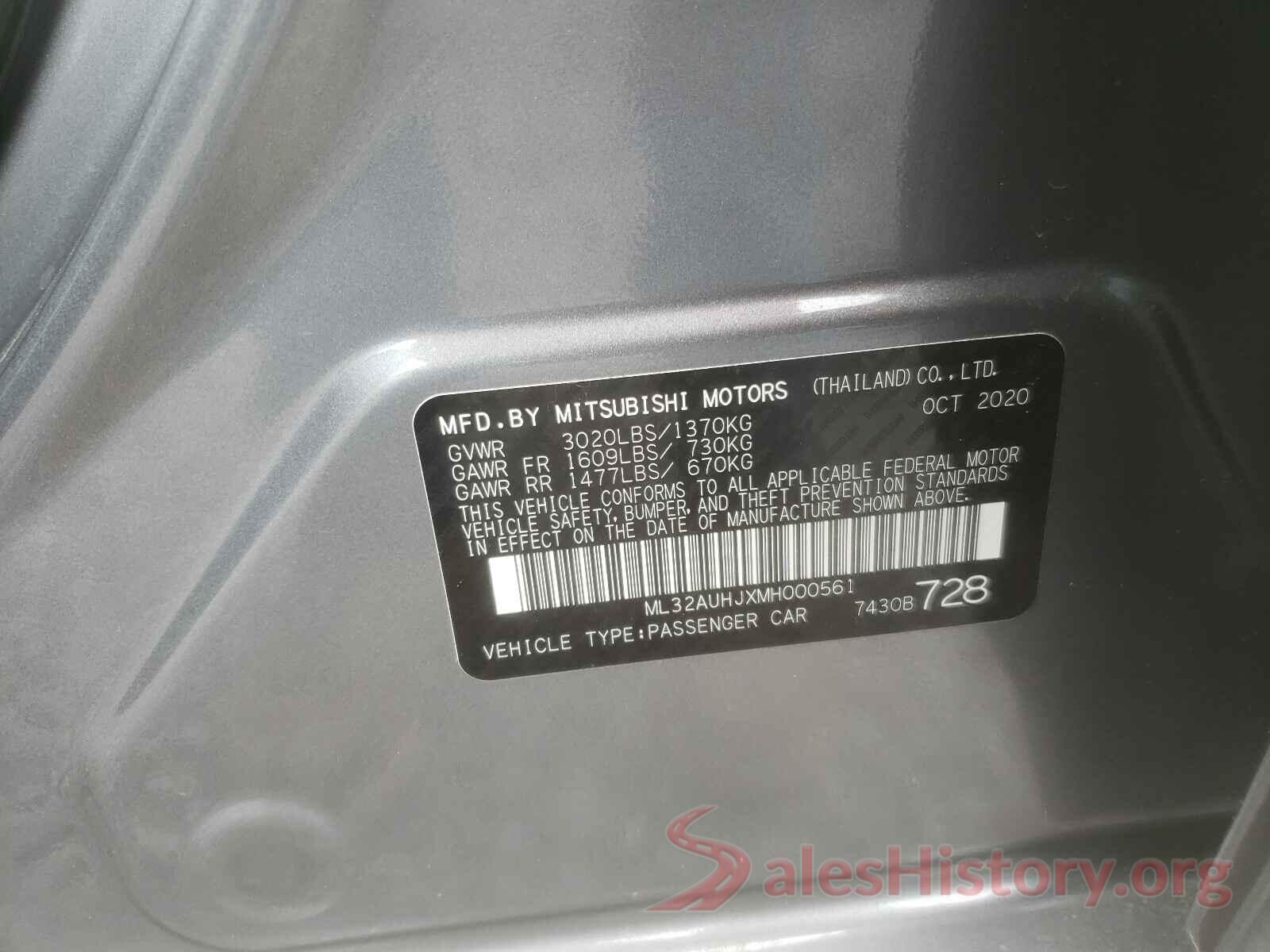 ML32AUHJXMH000561 2021 MITSUBISHI MIRAGE