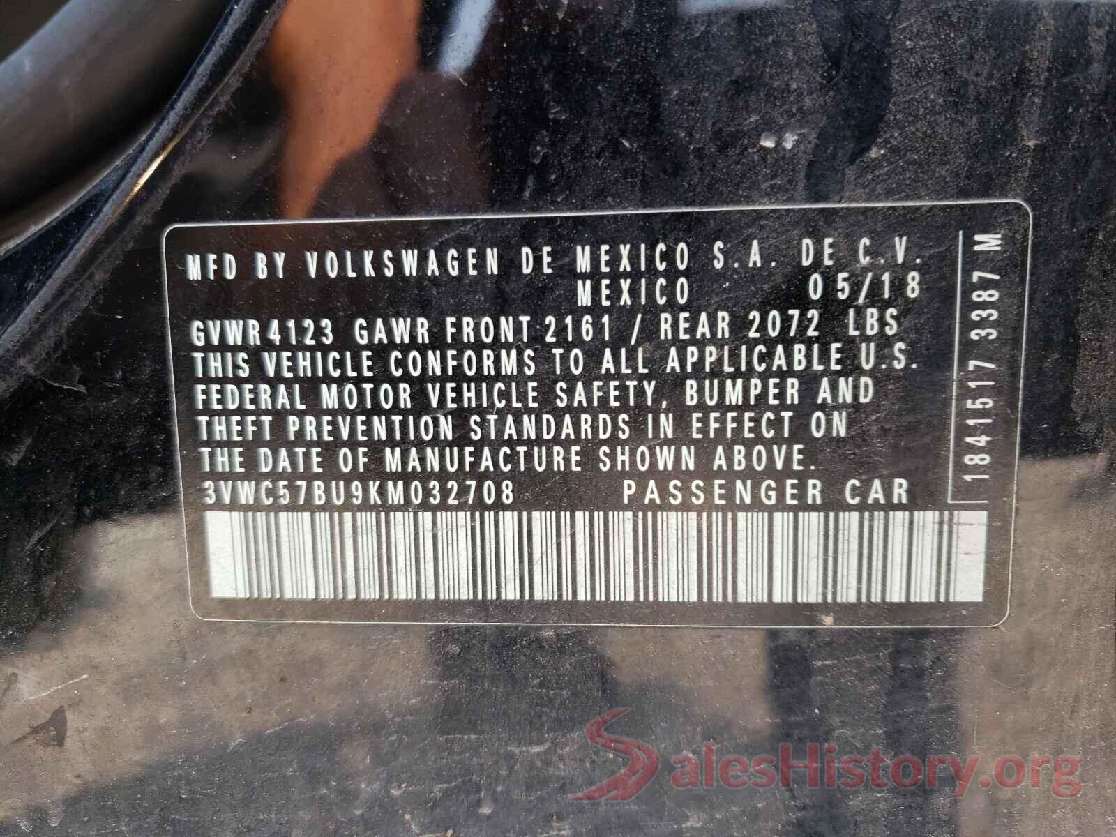 3VWC57BU9KM032708 2019 VOLKSWAGEN JETTA