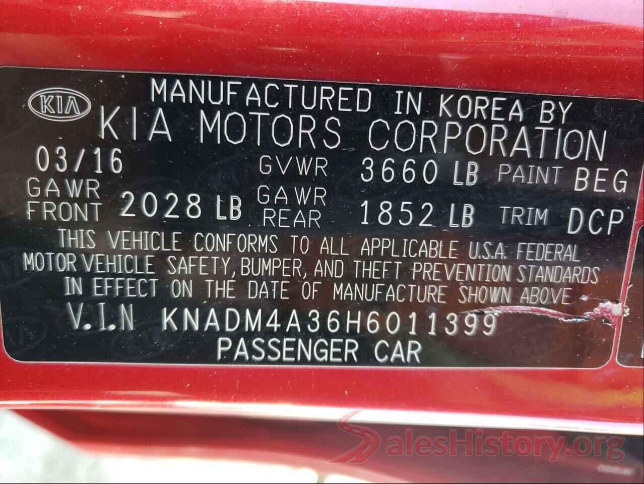 KNADM4A36H6011399 2017 KIA RIO