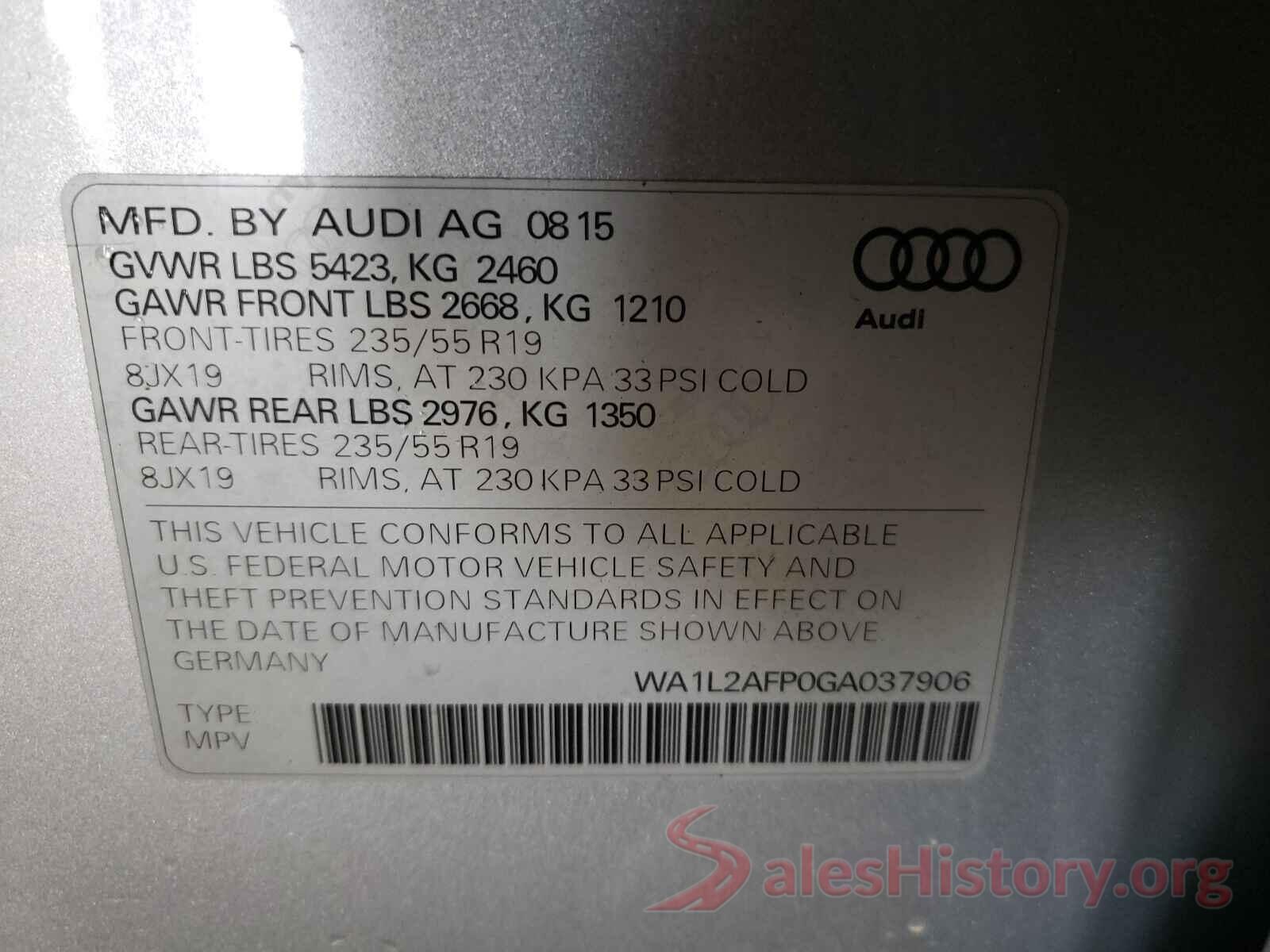 WA1L2AFP0GA037906 2016 AUDI Q5