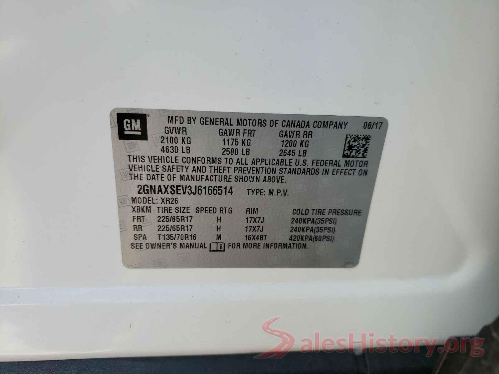 2GNAXSEV3J6166514 2018 CHEVROLET EQUINOX