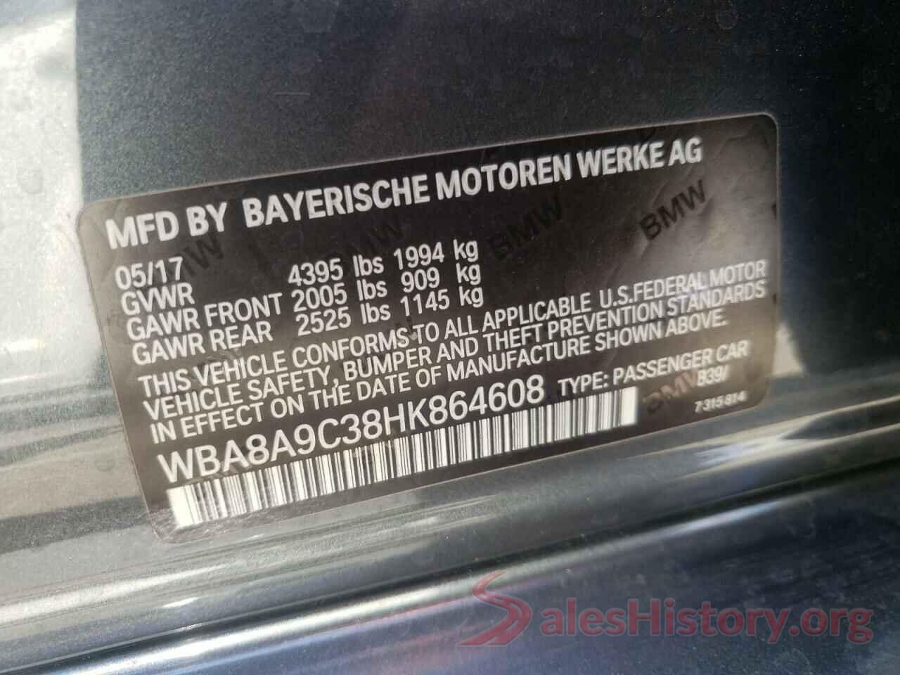 WBA8A9C38HK864608 2017 BMW 3 SERIES