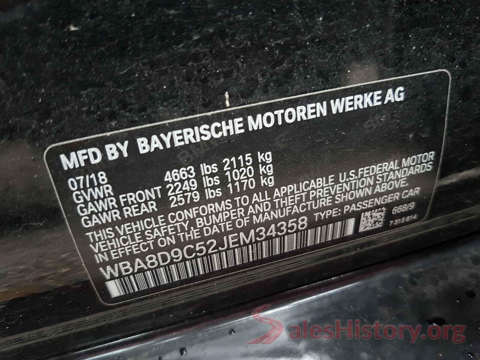 WBA8D9C52JEM34358 2018 BMW 3 SERIES