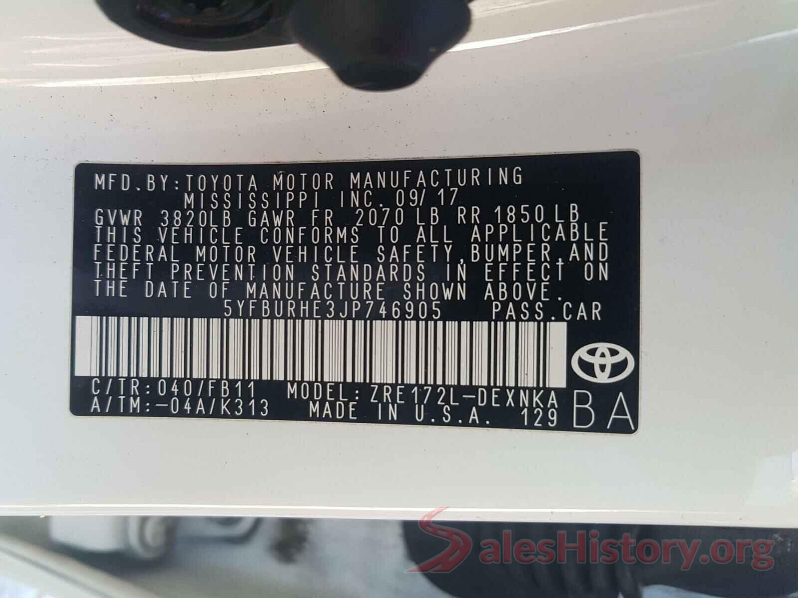 5YFBURHE3JP746905 2018 TOYOTA COROLLA