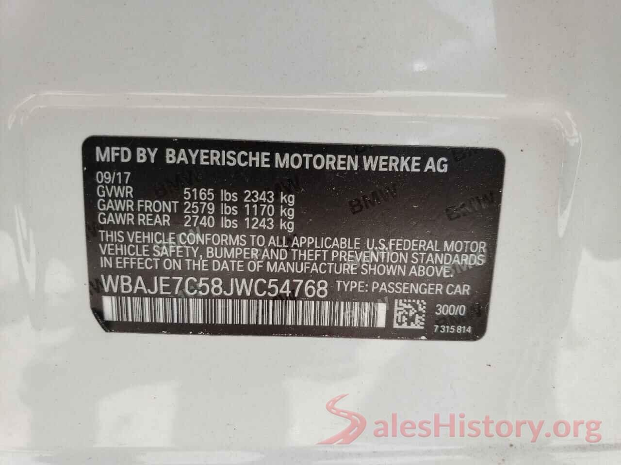 WBAJE7C58JWC54768 2018 BMW 5 SERIES