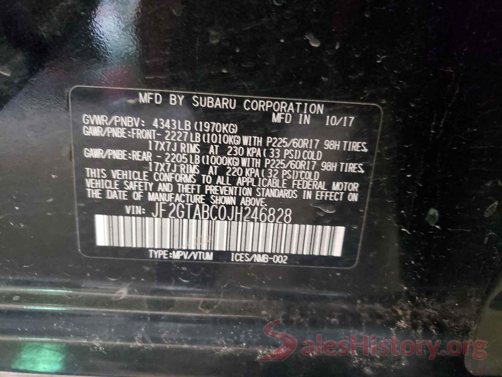 JF2GTABC0JH246828 2018 SUBARU CROSSTREK