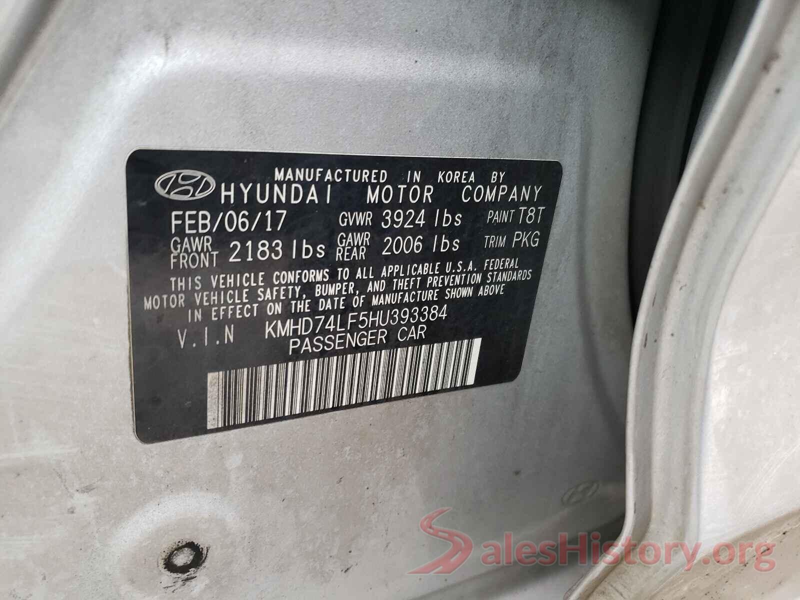 KMHD74LF5HU393384 2017 HYUNDAI ELANTRA