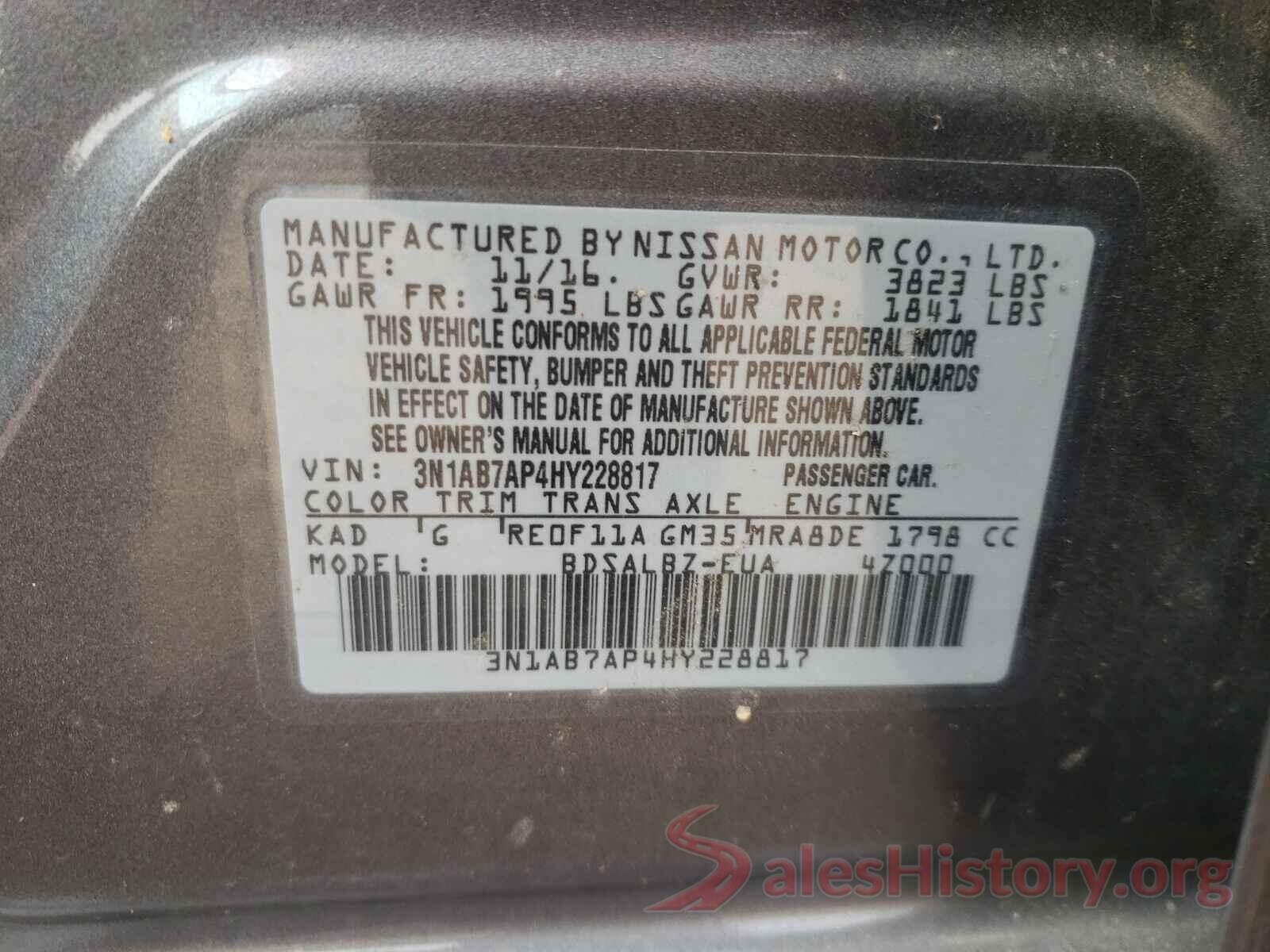 3N1AB7AP4HY228817 2017 NISSAN SENTRA