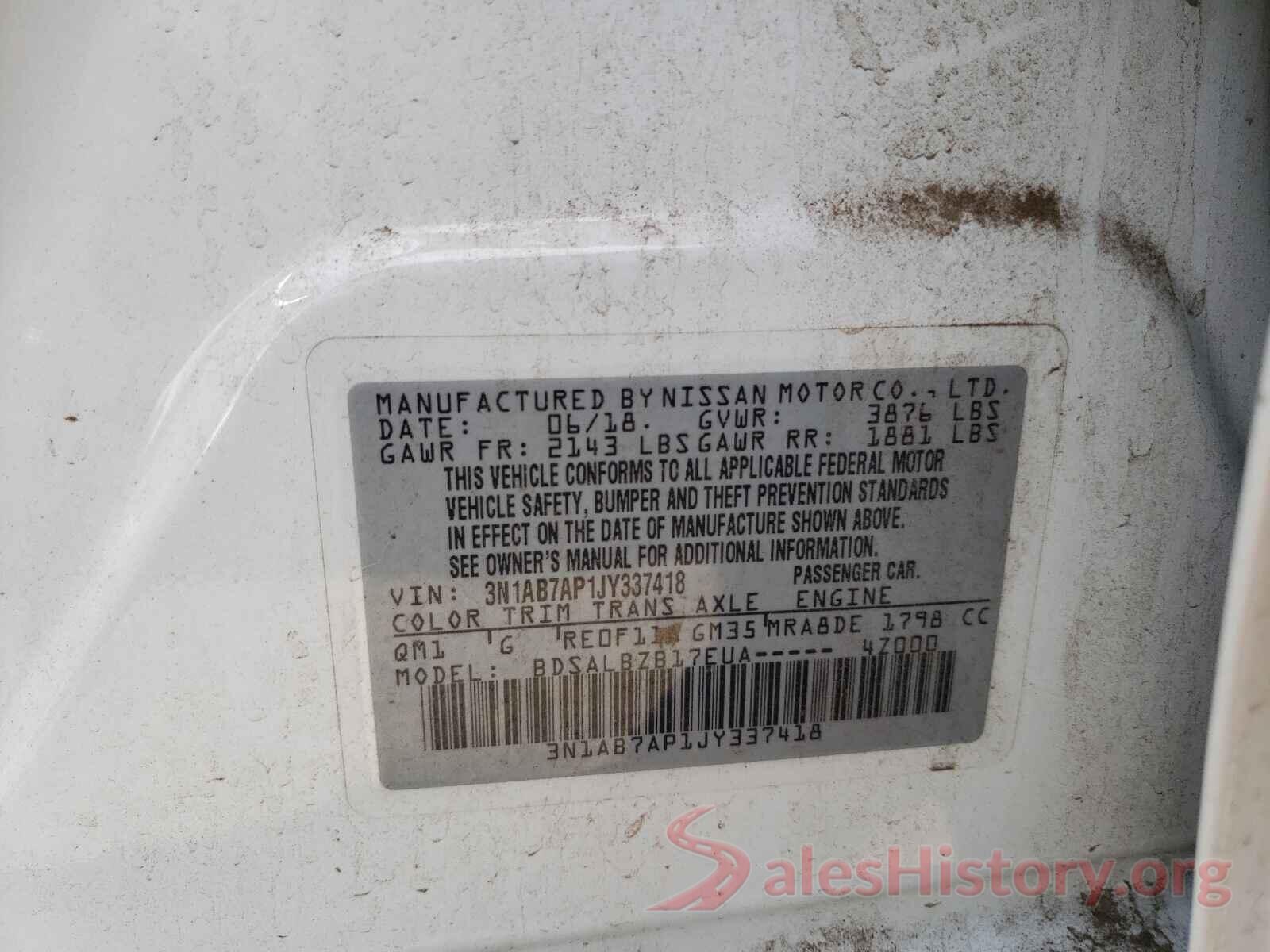 3N1AB7AP1JY337418 2018 NISSAN SENTRA