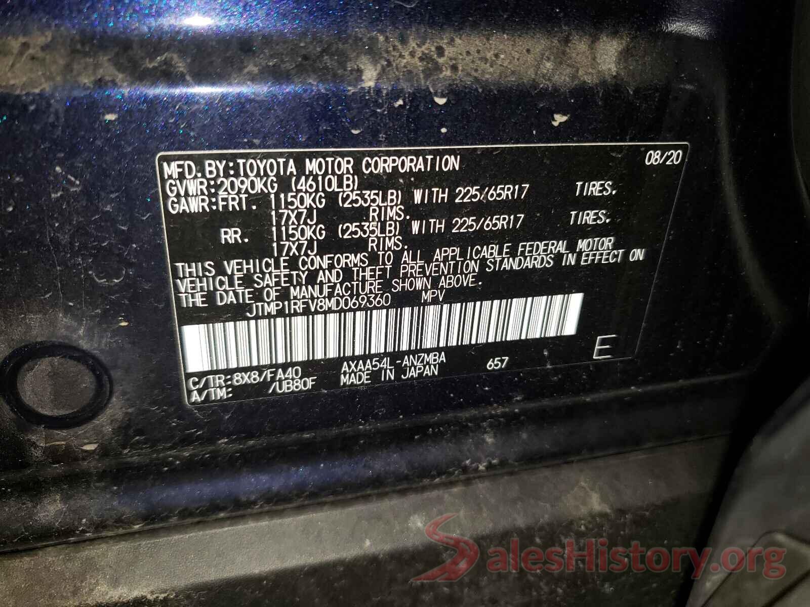 JTMP1RFV8MD069360 2021 TOYOTA RAV4