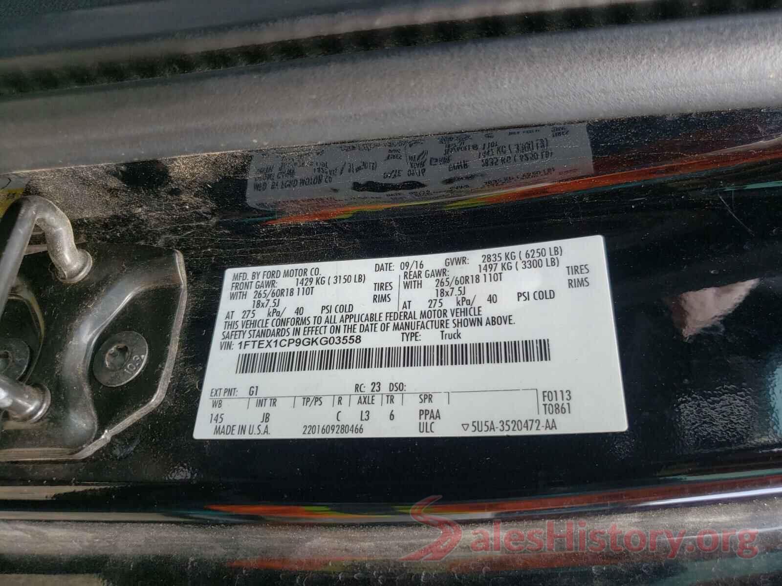 1FTEX1CP9GKG03558 2016 FORD F-150