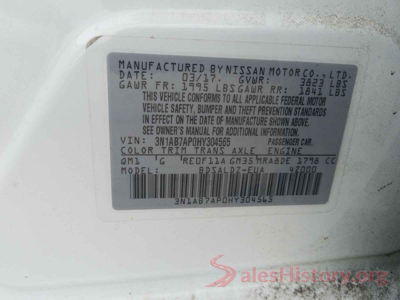 3N1AB7AP0HY304565 2017 NISSAN SENTRA