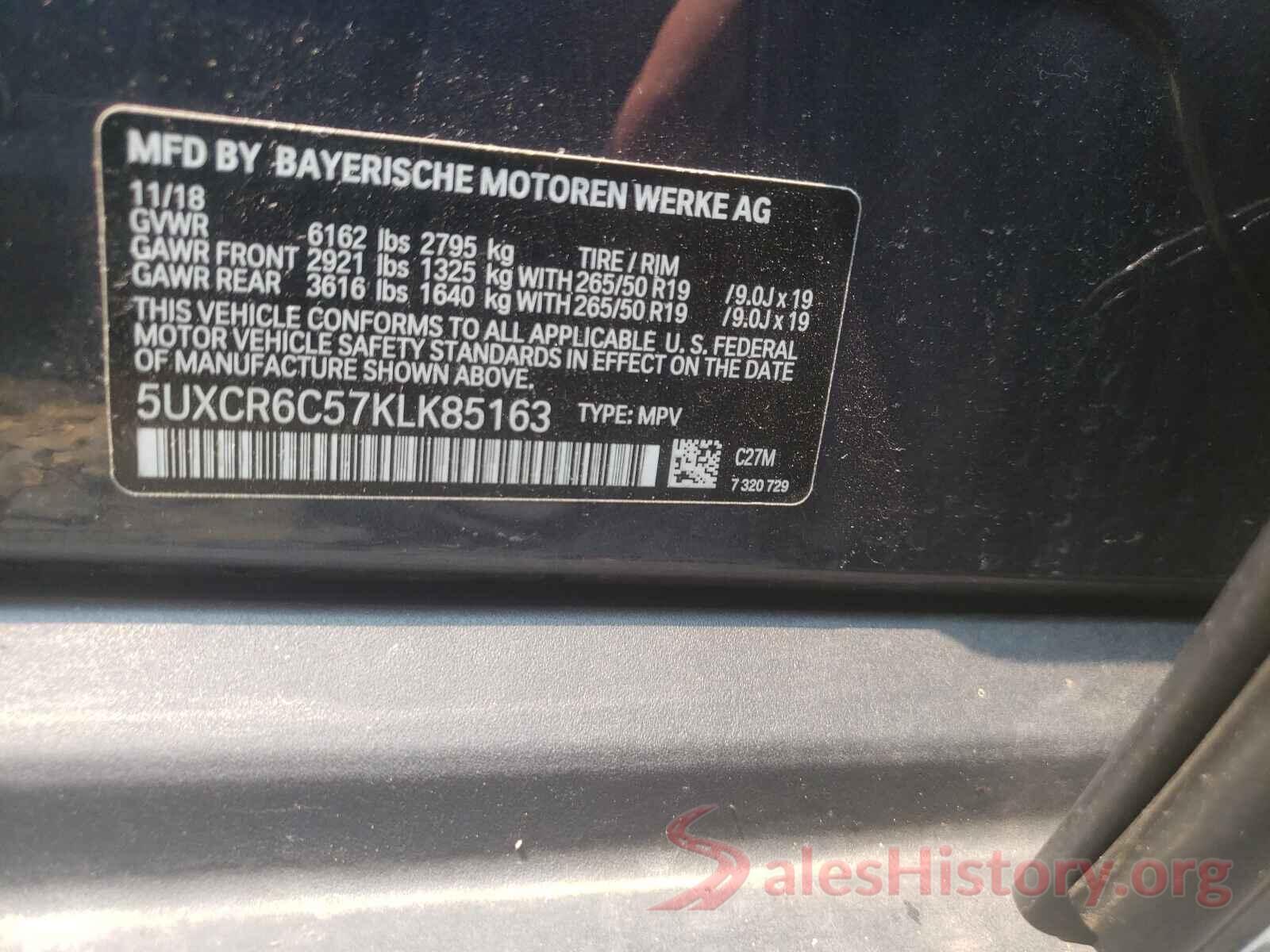 5UXCR6C57KLK85163 2019 BMW X5