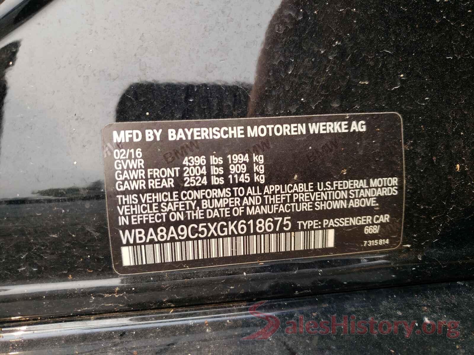 WBA8A9C5XGK618675 2016 BMW 3 SERIES