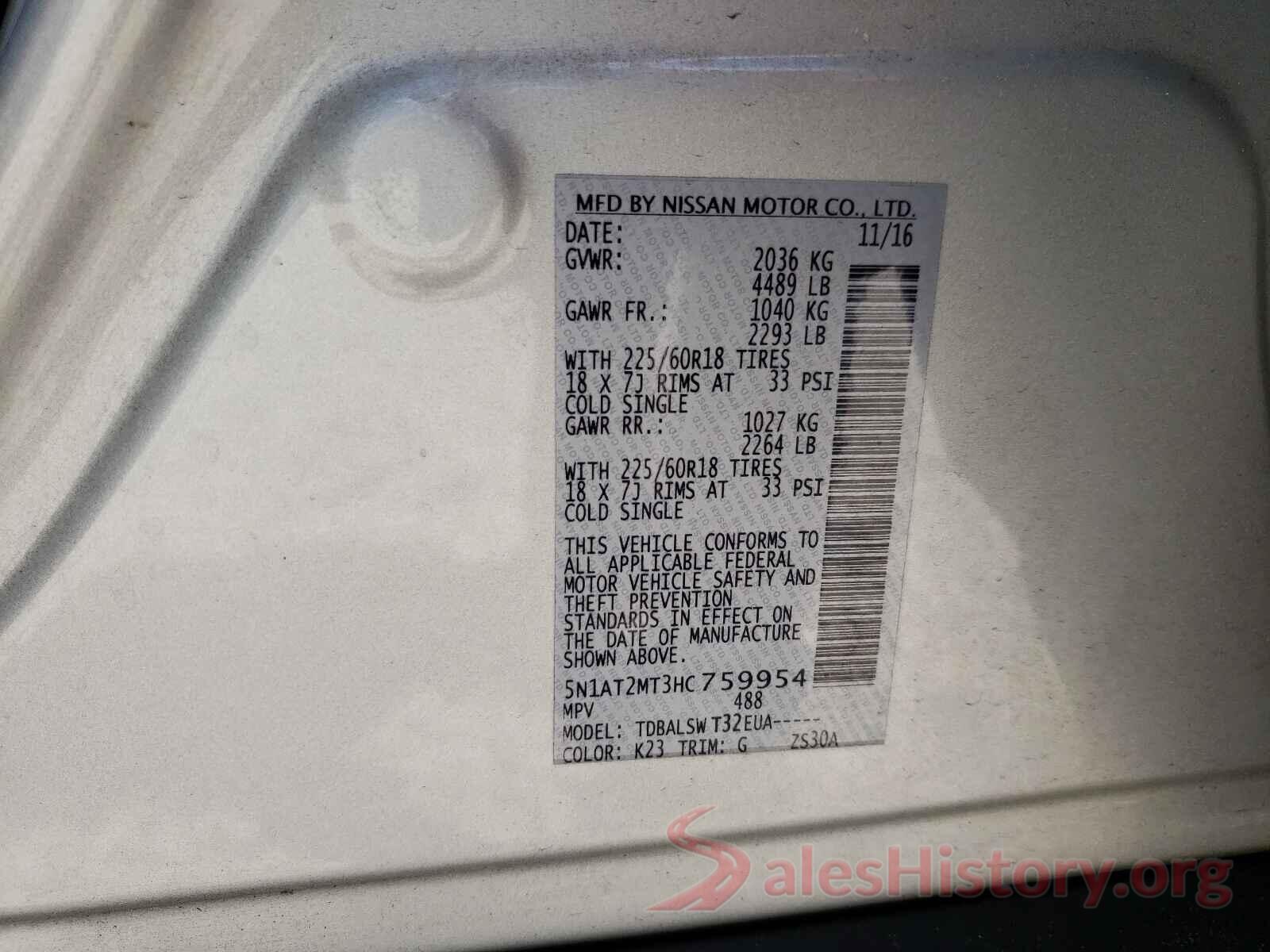 5N1AT2MT3HC759954 2017 NISSAN ROGUE