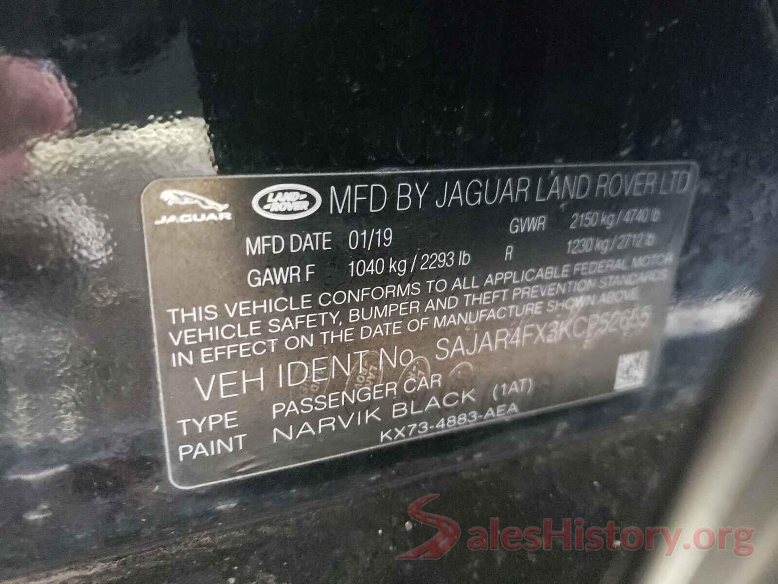 SAJAR4FX3KCP52655 2019 JAGUAR XE