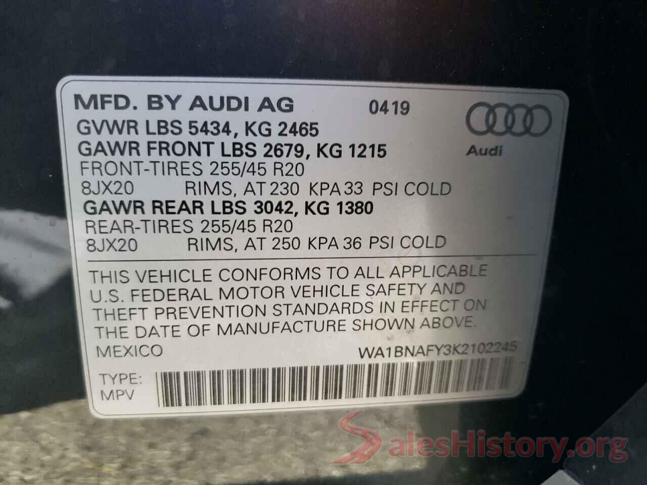 WA1BNAFY3K2102245 2019 AUDI Q5