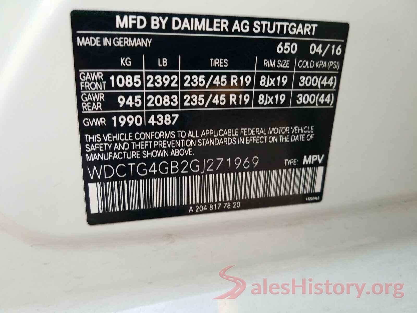 WDCTG4GB2GJ271969 2016 MERCEDES-BENZ G CLASS