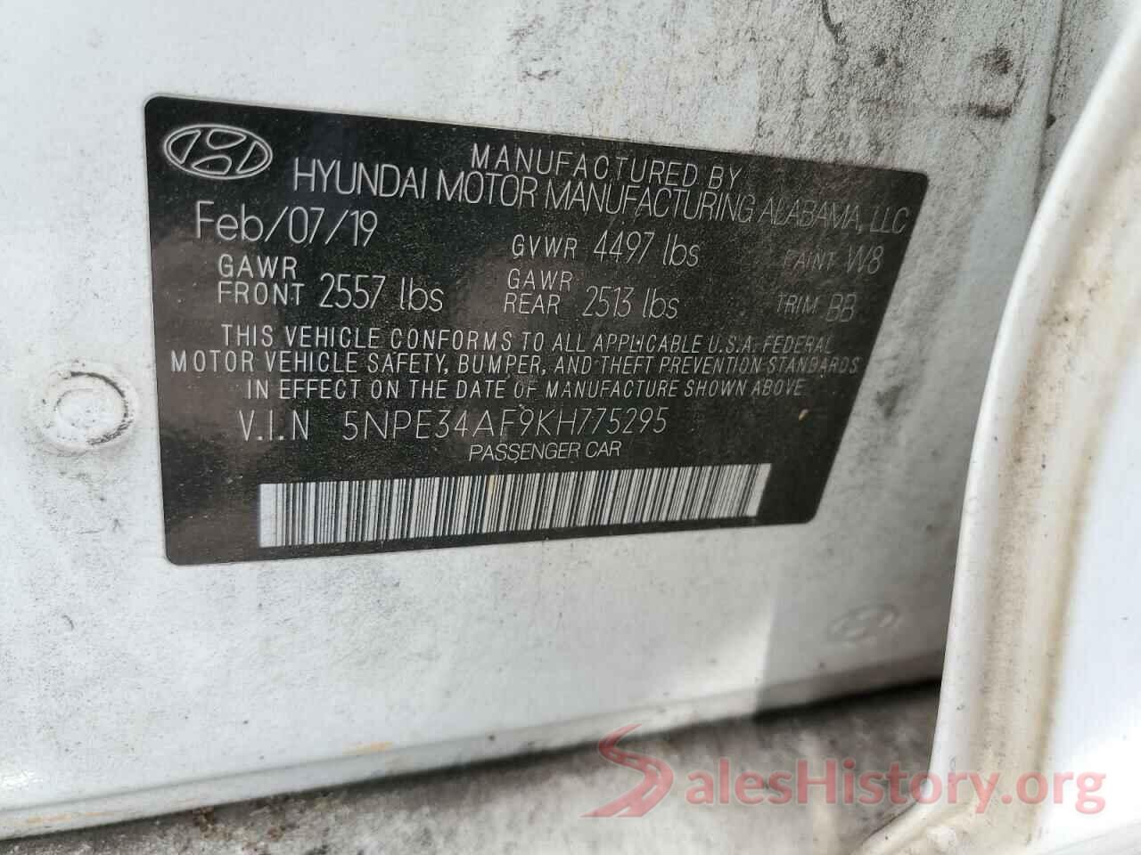 5NPE34AF9KH775295 2019 HYUNDAI SONATA