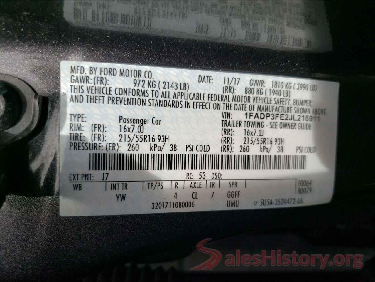 1FADP3FE2JL216911 2018 FORD FOCUS