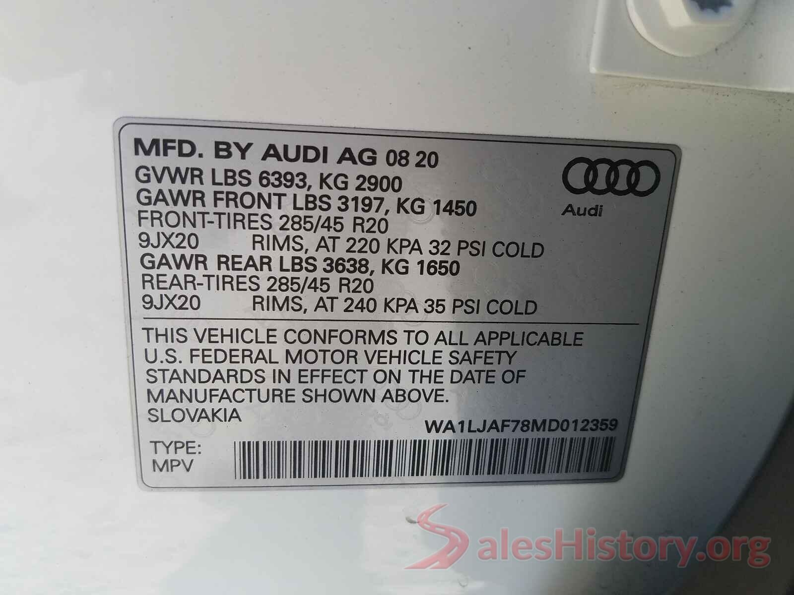 WA1LJAF78MD012359 2021 AUDI Q7