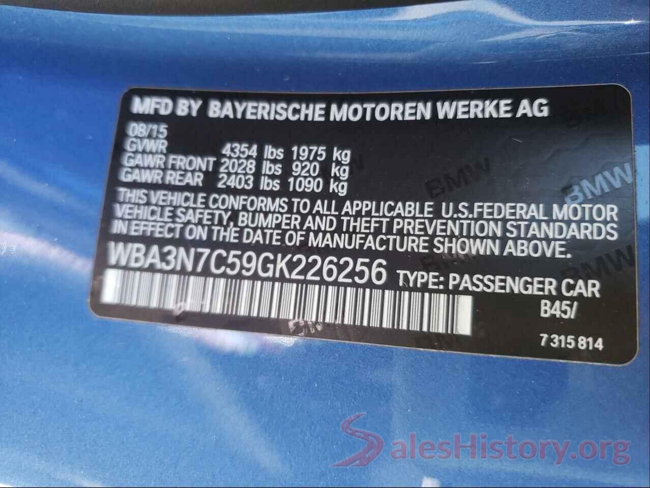 WBA3N7C59GK226256 2016 BMW 4 SERIES