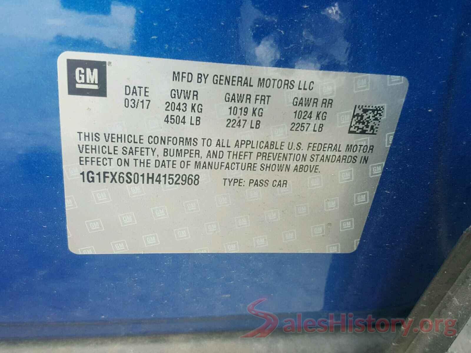 1G1FX6S01H4152968 2017 CHEVROLET BOLT