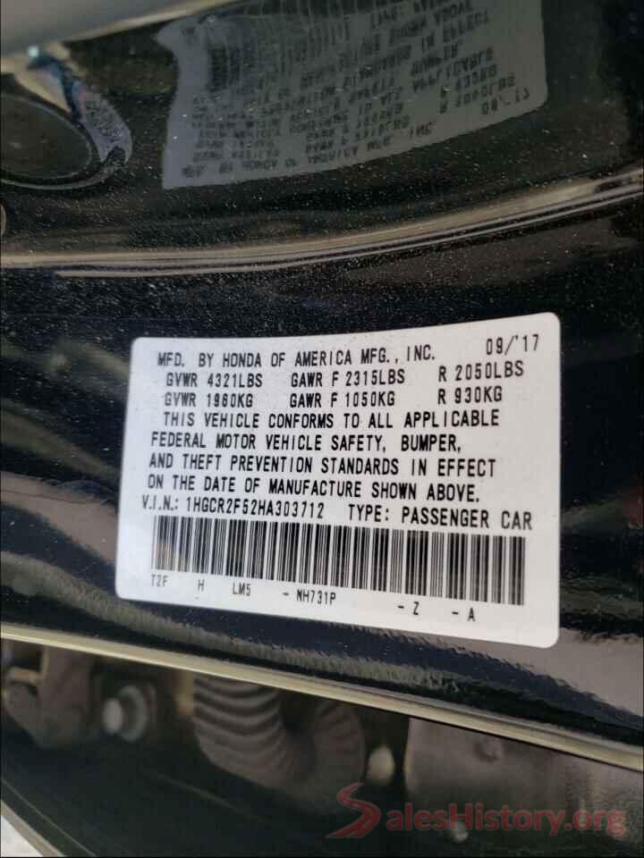 1HGCR2F52HA303712 2017 HONDA ACCORD