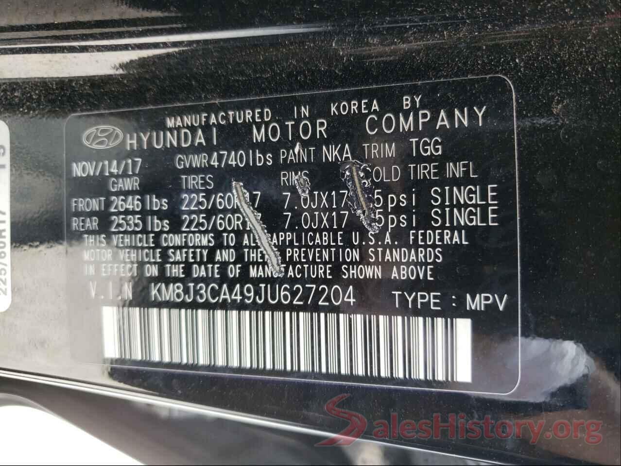 KM8J3CA49JU627204 2018 HYUNDAI TUCSON