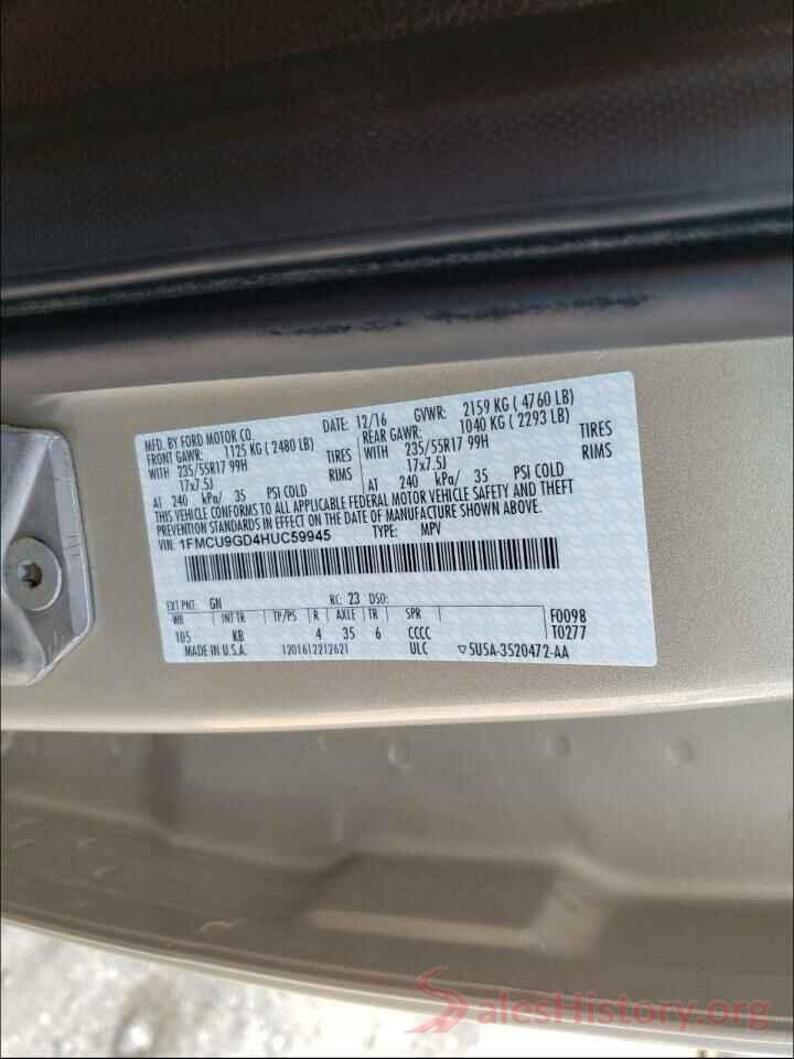 1FMCU9GD4HUC59945 2017 FORD ESCAPE