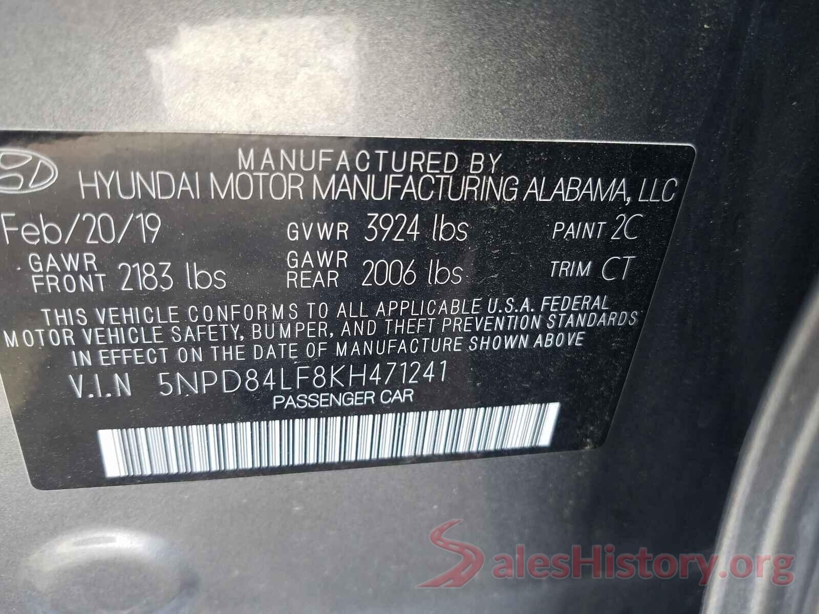 5NPD84LF8KH471241 2019 HYUNDAI ELANTRA