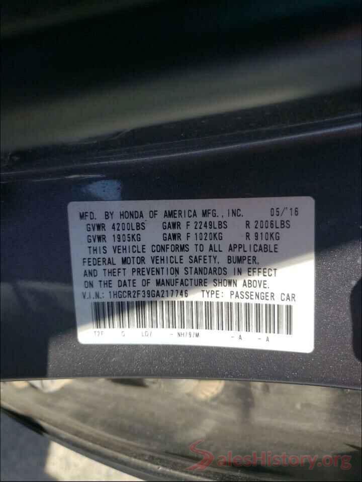 1HGCR2F39GA217746 2016 HONDA ACCORD