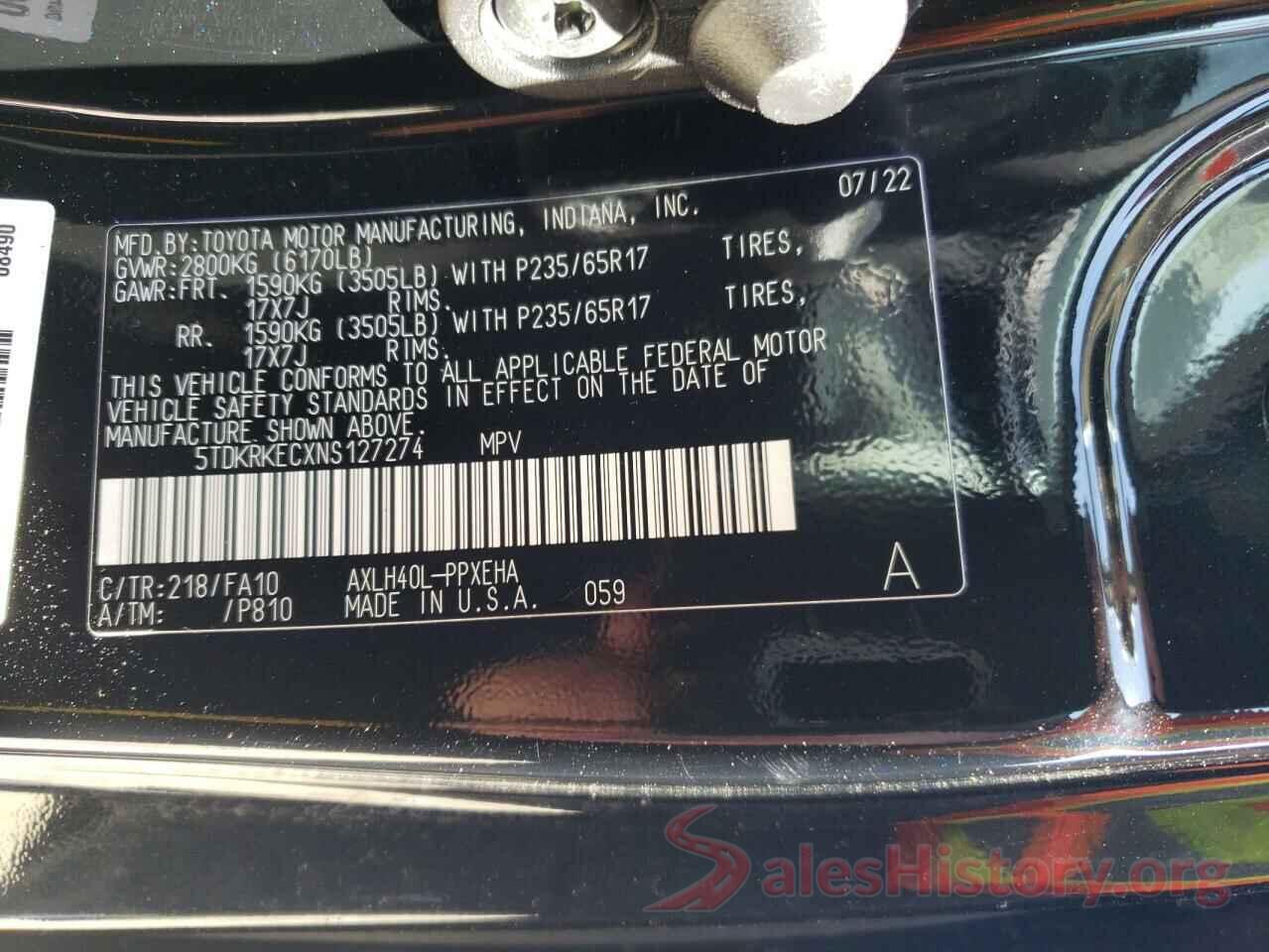 5TDKRKECXNS127274 2022 TOYOTA All Models