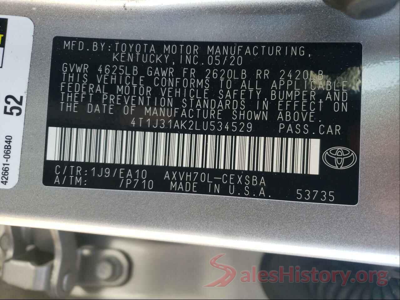 4T1J31AK2LU534529 2020 TOYOTA CAMRY