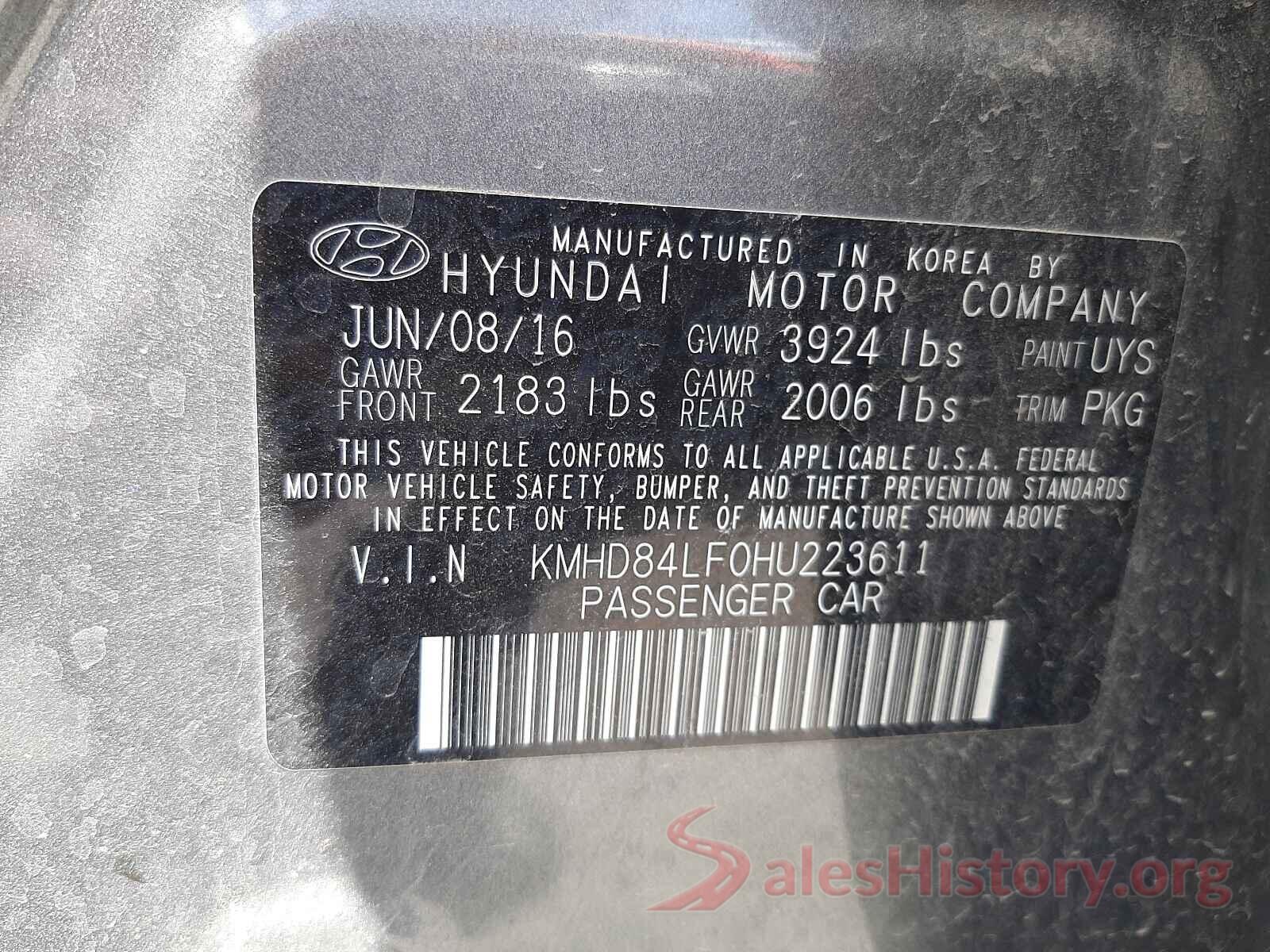 KMHD84LF0HU223611 2017 HYUNDAI ELANTRA