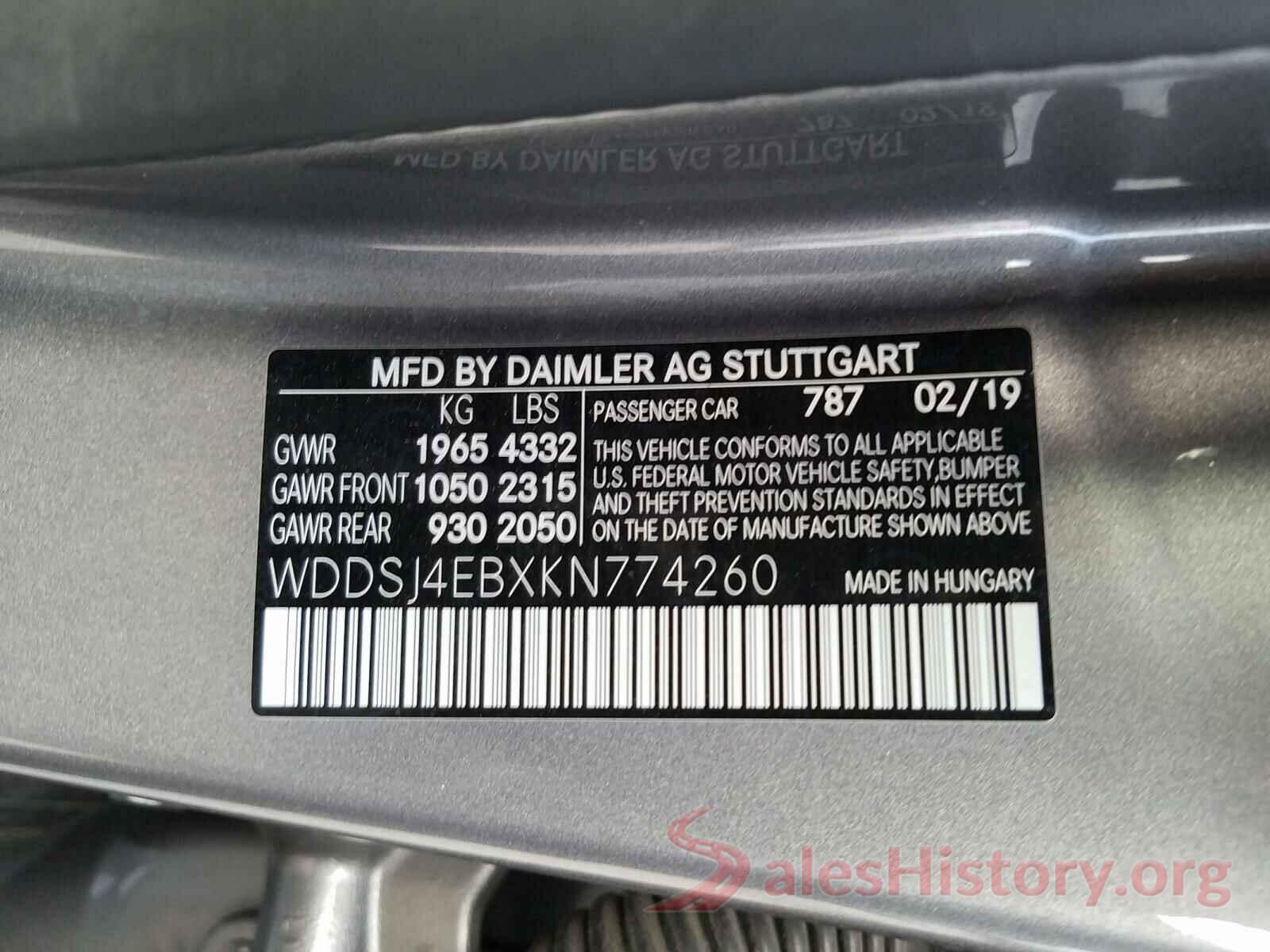 WDDSJ4EBXKN774260 2019 MERCEDES-BENZ C CLASS